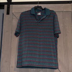 Under Armour Striped Polo in Teal and Red